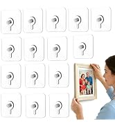 IOMDRWU 15Pcs Picture Hangers Without Nails, Heavy Duty Adhesive Wall Hooks 33 lbs, No Drill Dama...