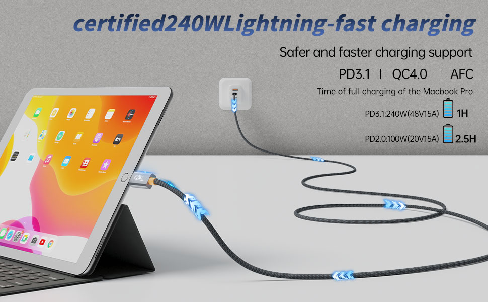 certified240WLightning-fast charging