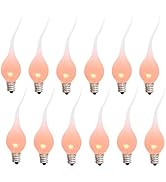 12 Pack Silicone Dipped Candle Light Bulbs, 1 Watts E12 Replacement Bulbs, Country Style Flickeri...