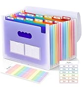 SKYDUE Accordion File Organizer, 13 Pocket File Folder Organizer with Clear Cover, Expanding Docu...