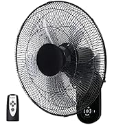Simple Deluxe 18? Wall Mount Fan with Remote Control, 5 Blades 3 Speeds, 90° Oscillating Quiet Fa...