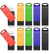 KEXIN 16GB Flash Drive 10 Pack USB 2.0 Thumb Drives Swivel USB Memory Stick Bulk USB Drive with L...