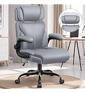 Office Chair, Ergonomic Big and Tall Computer Desk Chair with Retractable Adjustable Headrest, Ex...