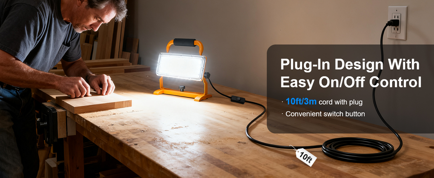 Work light with 10ft wire and switch