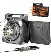 26000mAh Solar Fan with LED Lantern, AYAMAYA 10W Solar Powered Camping Fans for Outside, 180° Osc...
