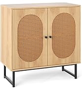 Giantex Small PE Rattan Buffet Cabinet with Storage, 2-Door Boho Sideboard with Adjustable Shelf,...