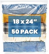 Elsjoy 50 Pack 18" x 24" Large Reclosable Storage Bags, 5 Gallon Resealable Zipper Plastic Bags f...
