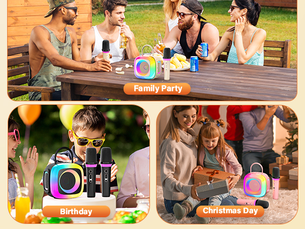 Mini Karaoke Microphone Singing Speaker with 2 Wireless Mic