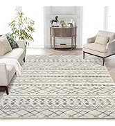 KUTA 5x7 Living Room Rug, Moroccan Large Beige Area Rug Washable Boho Area Rug Non-Slip, Ultra So...