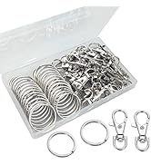 60 Pcs Premium Swivel Lanyard Snap Hook with Key Rings, Metal Lobster Clasp Keychain Hooks for La...