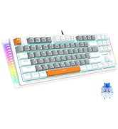 E-YOOSO Mechanical Gaming Keyboard, Wired 75% Mechanical Keyboard with Blue Switches, 87 Keys Gam...