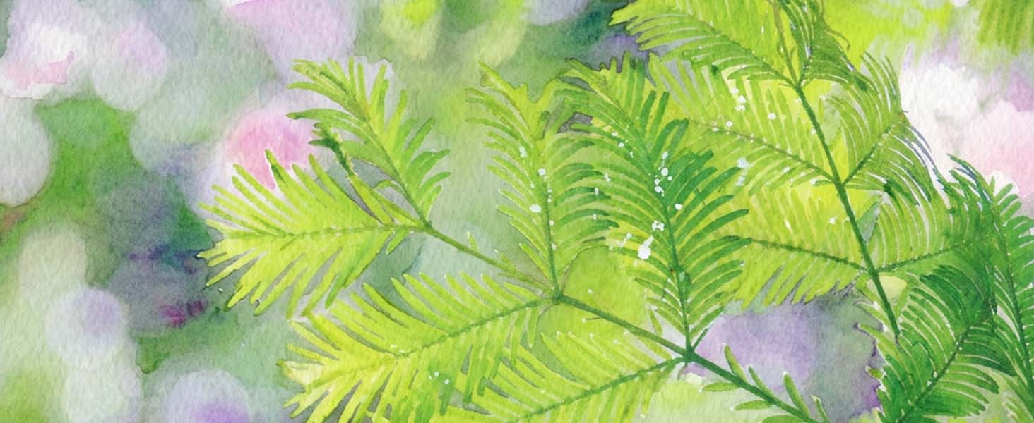 water color painting green leaves