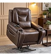 Hansong Power Lift Recliner Chair: Electric Recliner Single Sofa with Vibration Massage and Lumba...