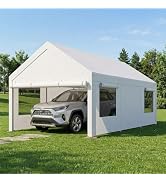 10x20 FT Heavy-Duty Design Carport,Portable Garage Canopy,Carport Canopy with Side-Opening Remova...