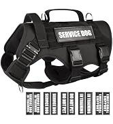 WINSEE Service Dog Vest Harness for Large Dog, Tactical Working MOLLE Vest with 10 Pet Patches, N...