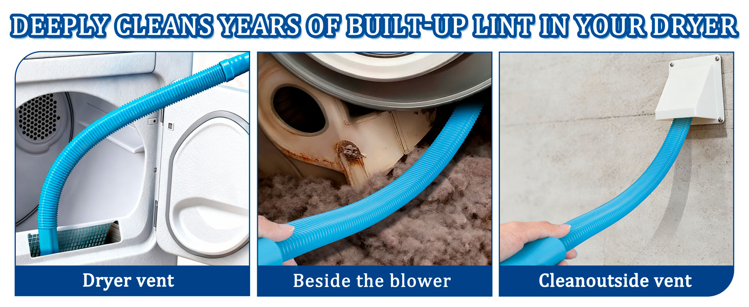 Dryer Vent Cleaner Kit, Vacuum Hose &amp;amp; Brush for Lint Trap Cleaning