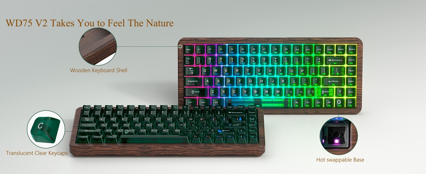 keyboard 75% Wireless Mechanical Custom Keyboard RGB Hot Swappable