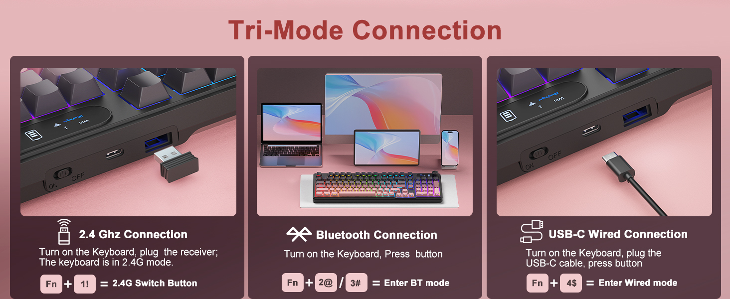 wireless backlit keyboard bluetooth wireless keyboard 75 percent keyboard