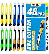 TIFICAL 48 Pack 9mm Box Cutter Retractable Utility Knife, Razor Knife for Cartons, Box Opener, Di...