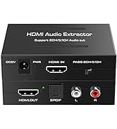 Dingsun HDMI Audio Extractor HDMI to HDMI+ Optical (Toslink SPDIF)/ RCA Stereo Analog Audio Split...