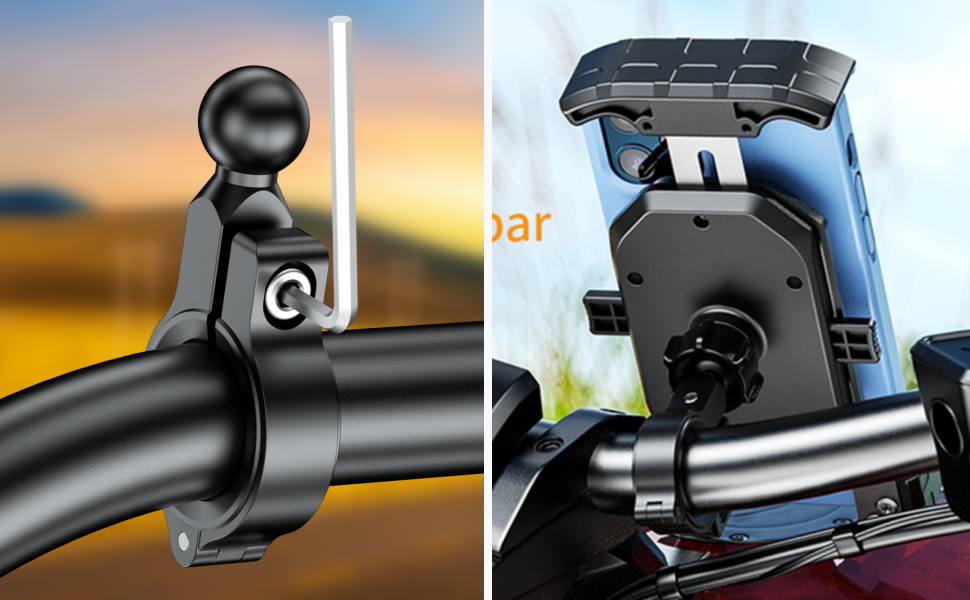 Motorcycle handlebar cell phone holder