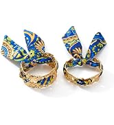 RINHOO 2PCS Scarf Bracelets 2 in 1 Wide Open Cuff Bangle Bracelet Set 18K Gold Plated Adjustable