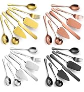 A · HOUSEWARE Flatware Serving Set Complete Large Spoon Fork Big Square Spatula Turner Dessert Kn...