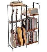 HavenlyYouth Guitar Rack with Record Player Stand, 3 Tier Guitars Stand Floor for Bass, Amp Shelf...