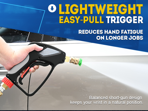 Lightweight Pressure Washer Gun, Easy pull Handle Gun