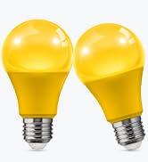 LOHAS Yellow LED Bug Light Bulbs Outdoor, A19 9W Bug Lights for Outside, 60W Equivalent, 2000K Am...