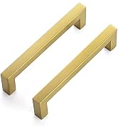 Ravinte 30 Pack 5 Inch Square Cabinet Handles, Brushed Brass Finish, Stainless Steel Kitchen Hard...