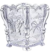 FRCOLOR Makeup Brush Pot Cosmetic Brush Pot Holder Acrylic Makeup Holder Carved Cosmetic Organize...