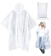 20 Pack Disposable Emergency Clear Rain Poncho for Adults - Durable Lightweight 100% Waterproof E...