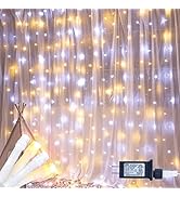 oopswow LED Curtain Lights, 304L 9.8ftX9.8ft 30V 8Modes Safety Window Lights for Home Wedding Chr...