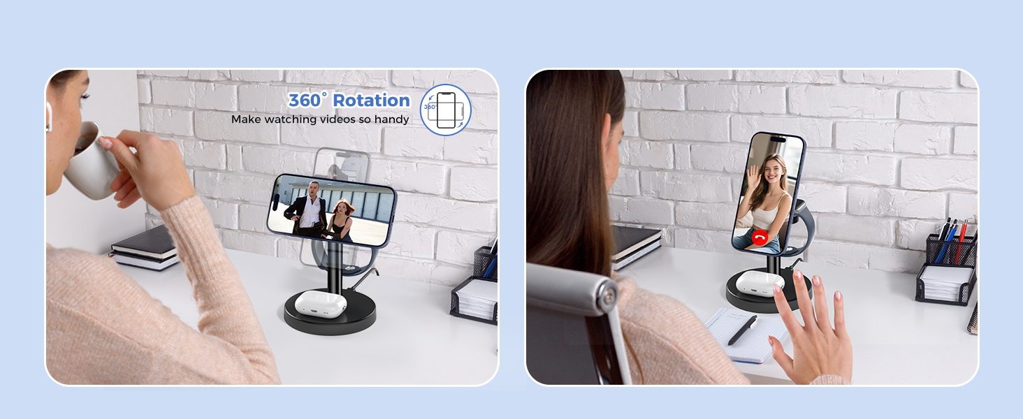 3 in 1 Wireless Charging Station Compatible with MagSafe Charger Stand