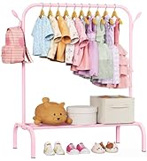 FLOUREE Upgraded Kids Clothing Rack - Dress Up Clothes Rack Baby Toddler Montessori Wardrobe- Sma...