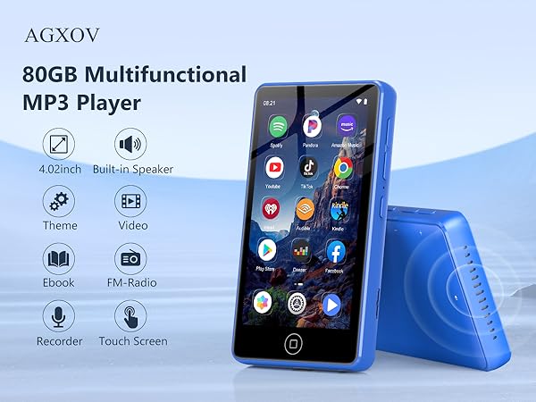 AGXOV 80GB Multifunctional MP3 Plaver