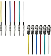 AxcessAbles XLR Female to 1/4" TRS Balanced 3ft Speaker Color Cable Pack | Balanced Speaker, Micr...