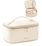 Prite Makeup Bag, Large Capacity Cosmetic Bag for Women and Girls, Waterproof PU Leather Travel M...