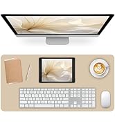 Meetcolor Non-Slip Desk Pad Mat, Leather Beige Desk Mat for Desktop, Large Mouse Pad, Waterproof ...