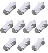 Somaibo 10 Pairs Boys Girls Ankle Socks Kids Athletic No Show Socks Low Cut Half Cushioned Sock