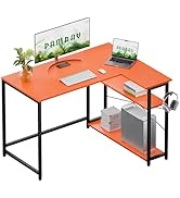 Pamray 43 Inch L Shaped Computer Desk with Reversible Side Storage Shelves, Small Corner Desk for...