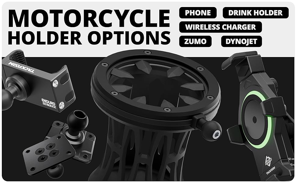 Banner for additional holder options for phone, drinks, Zumo, and Dynojet products