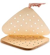 MFJUNS 200PCS Parchment Paper, 9 Inch Square Air Fryer Liner, Filter Paper, (100 Perforated &amp; 100...