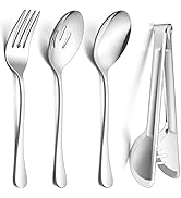 E-far Large Serving Utensils Set of 8, Stainless Steel 9.8 Inch Serving Spoons Slotted Spoon, 9.9...