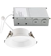 Builder Essential 2.5in Cutout 550 Lumens Round LED Recessed Light and Housing for Remodel or New...