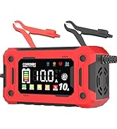 COREBOX 10-Amp Car Battery Charger,Support 1A 6A 0-10A,Trickle Charger for Car Battery 12v,Fast B...