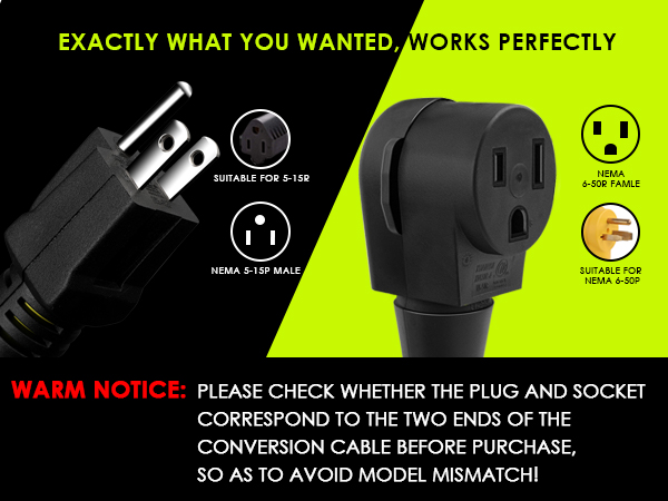 5-15p to 6-50r Welder Adapter Cord