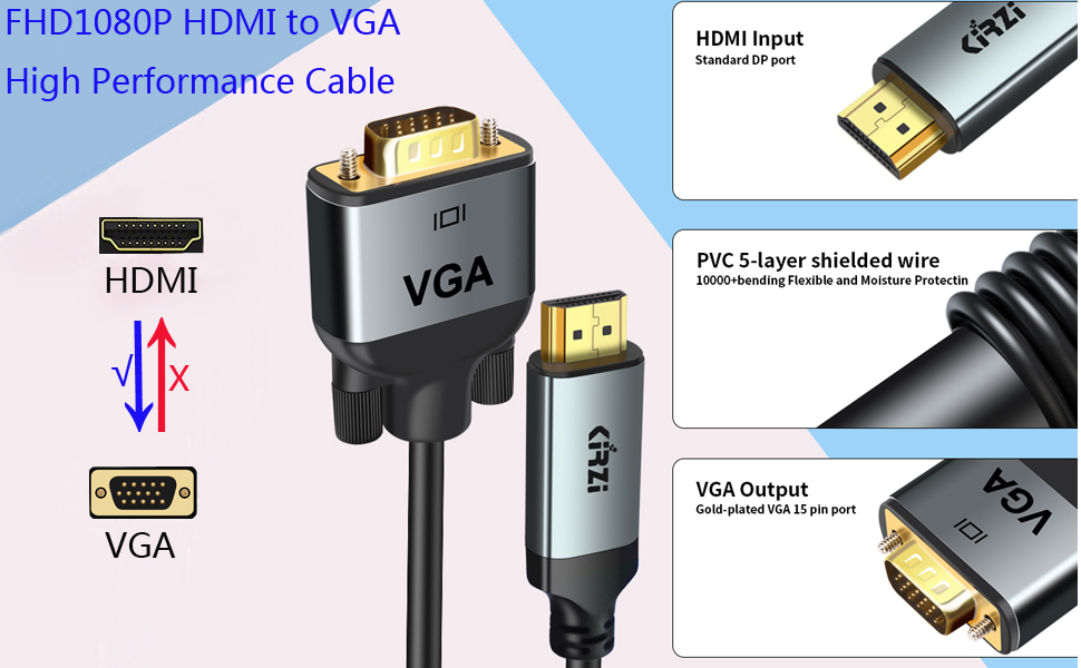 1080P@60Hz hdmi to vga cable