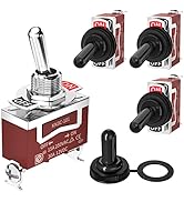 Joinfworld Marine Toggle Switch 12V DC 30A Waterproof Toggle Switch 250V AC 15A Heavy Duty with W...
